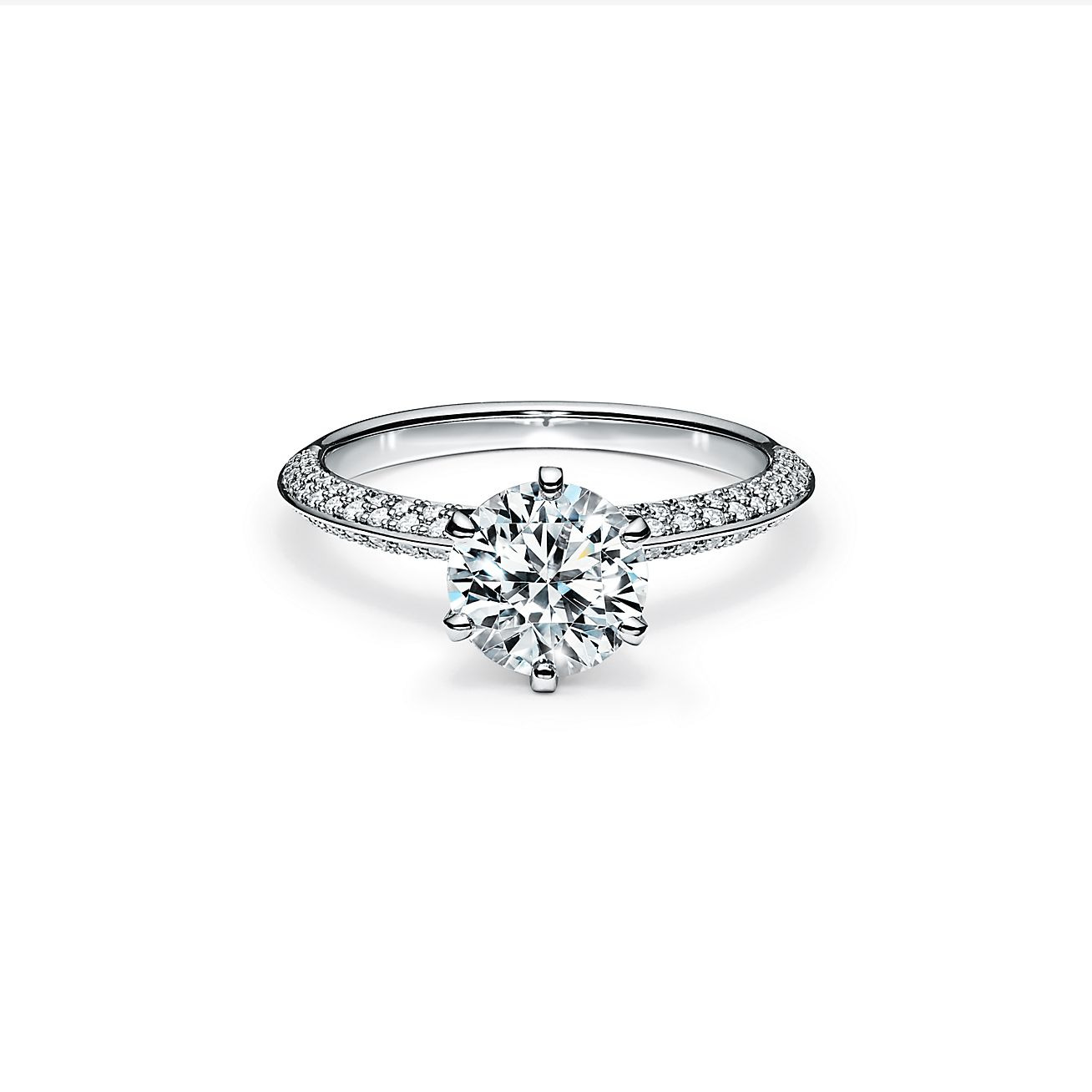 Pavé Tiffany® Setting Engagement Ring with a Pavé Diamond Band in Platinum